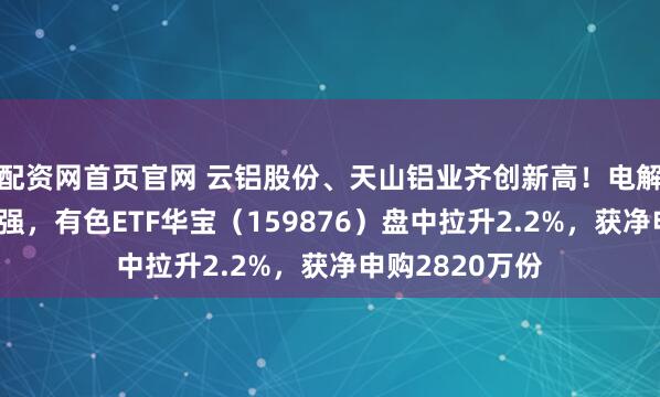 配资网首页官网 云铝股份、天山铝业齐创新高！电解铝概念震荡走强，有色ETF华宝（159876）盘中拉升2.2%，获净申购2820万份